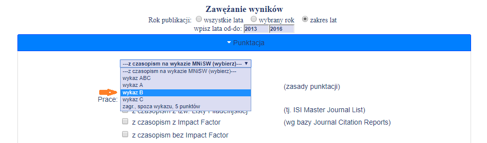 Podany Zakres Lat I Wykaz Czasopism MNISW Część B